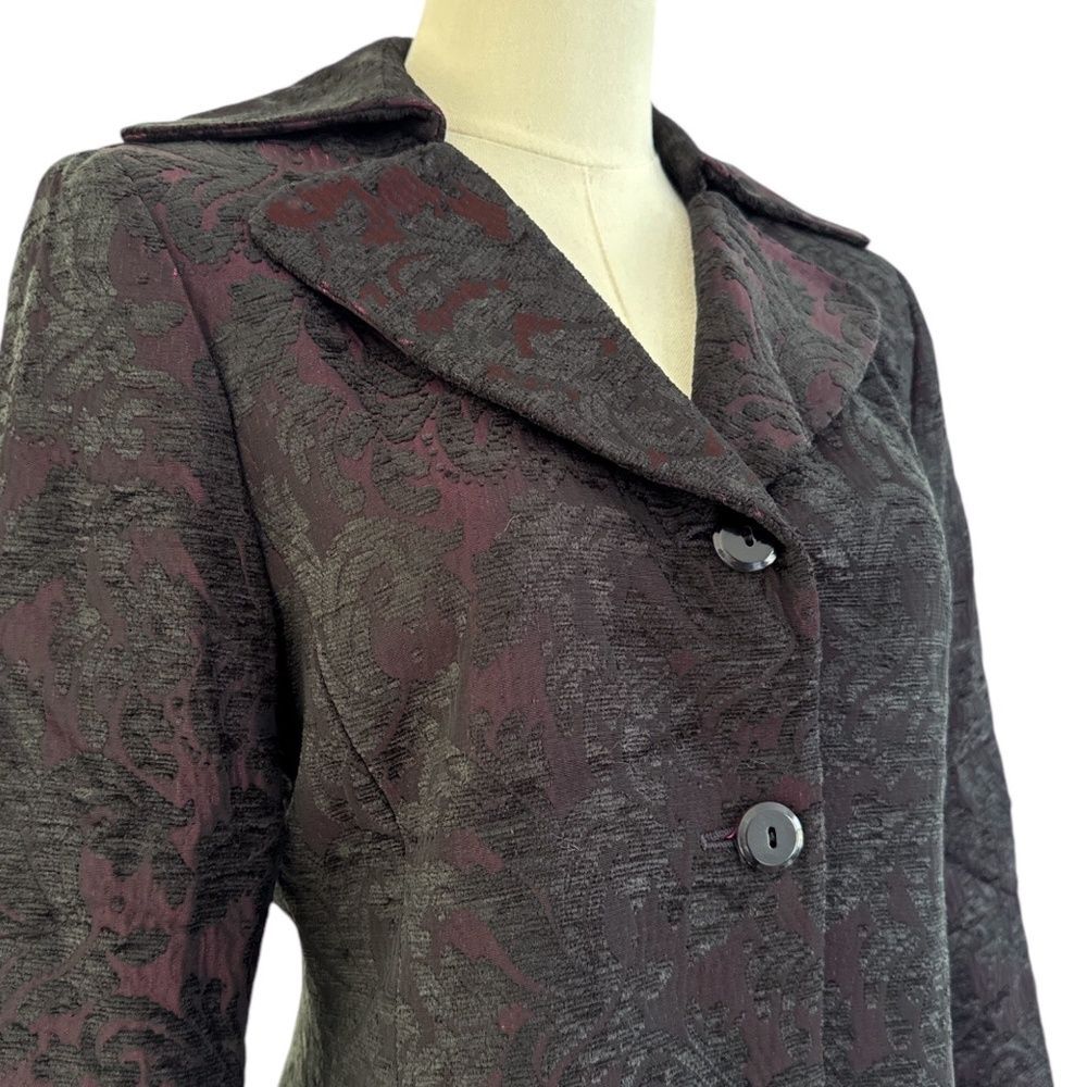 TAHARI Vintage With Tags Burgundy and Black Lined Blazer‎ Wm Sz 8 - Picture 2 of 9
